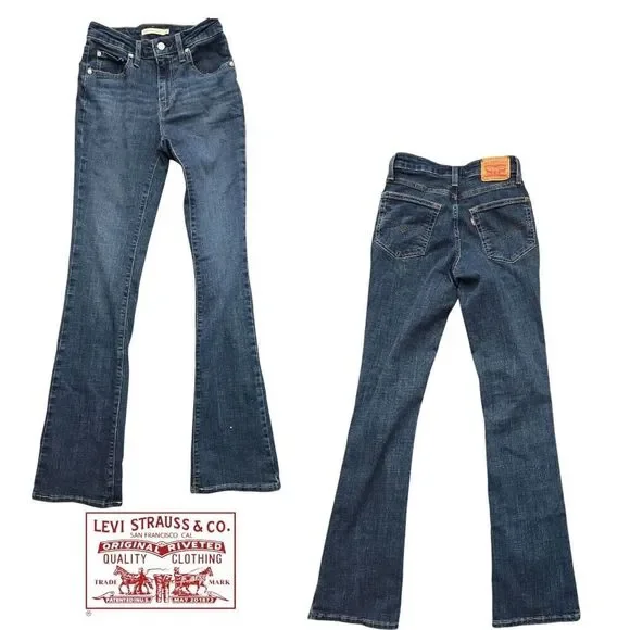 Levi’s 725 High Rise Bootcut Jeans 26 XS Dark Wash Stretch Y2K Flare - Picture 10 of 10